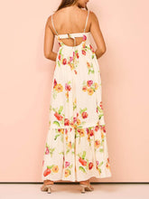 Unique Floral Print Halter Backless Extra Maxi Dress
